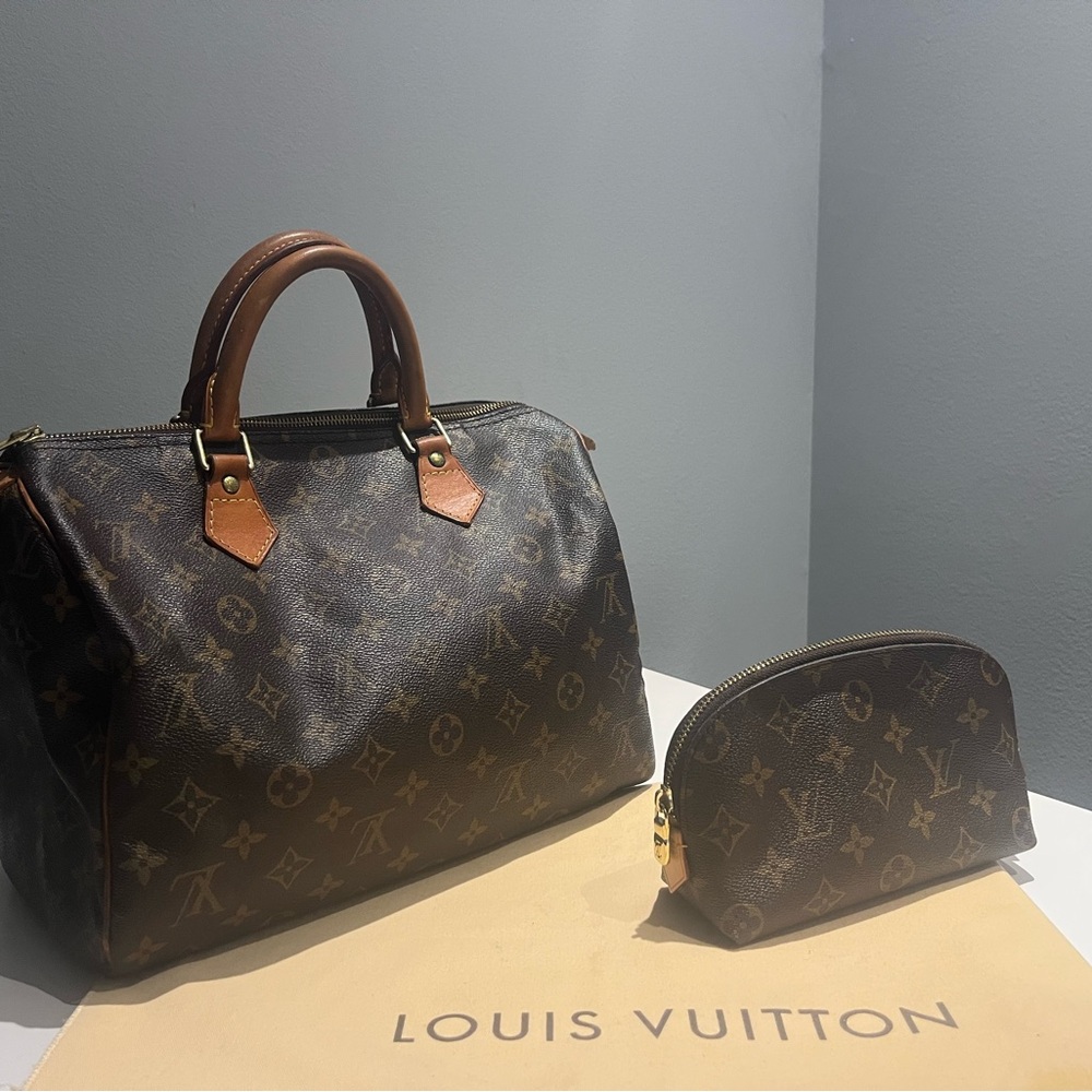 Louis Vuitton Speedy 30 Monogram Bag and Pouch